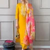 Embroidered Rayon Kurta Set with Printed Organza Dupatta