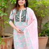 Blue Printed Kurta with Palazzos & Dupatta
